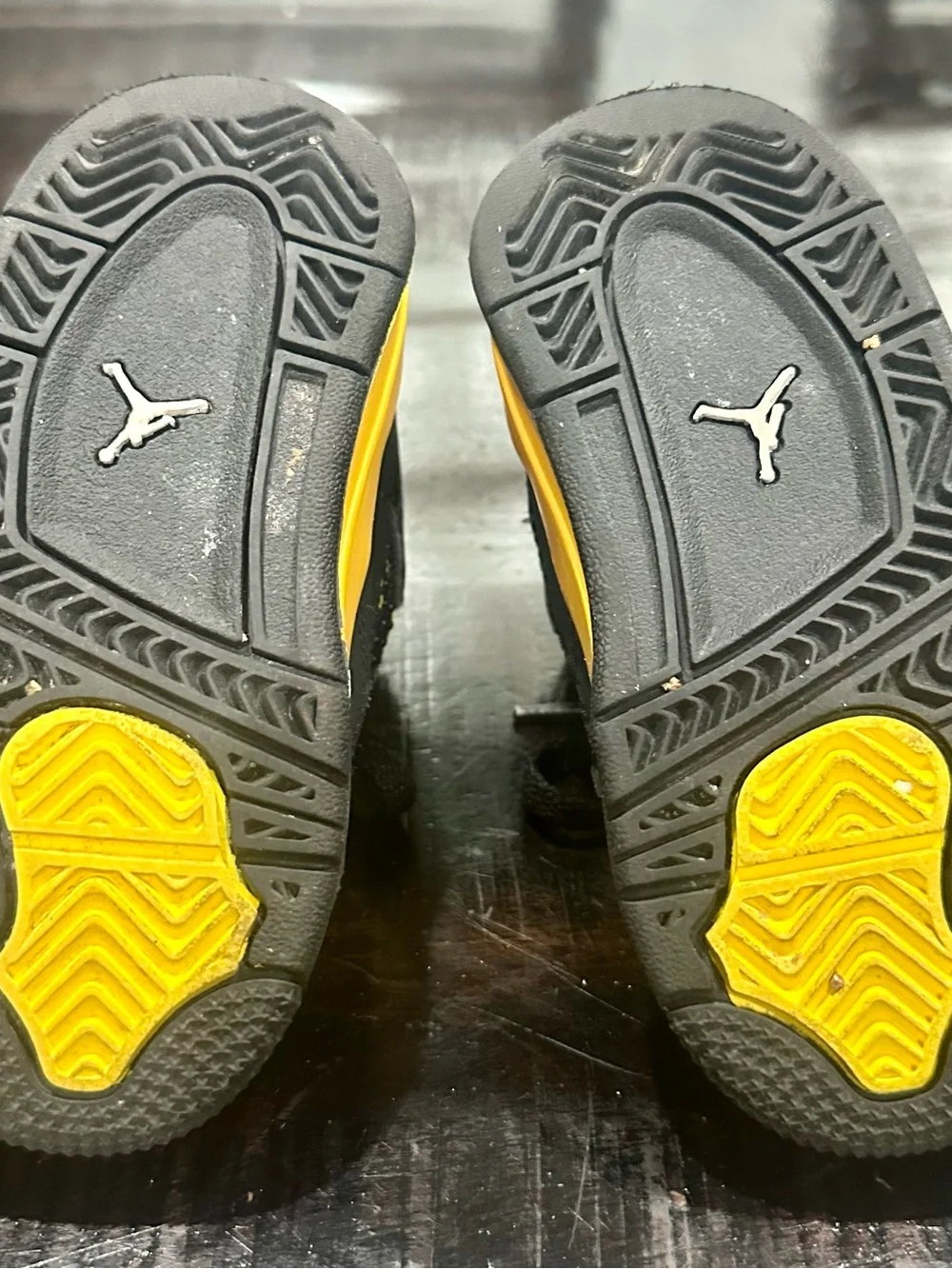 Nike Air Jordan 4 Retro THUNDER Toddler Shoes Sz 6c Black Yellow (BQ7670-017)